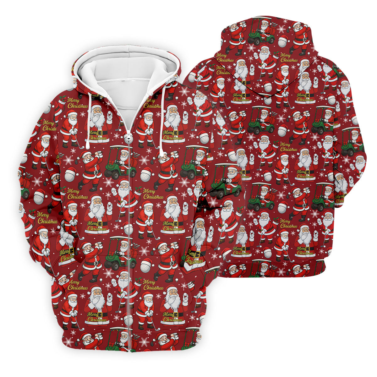 Funny Santa Golfing Christmas Polo Shirts, Christmas Golf Shirt, Polo Shirts For Men, Golf Gift For Men