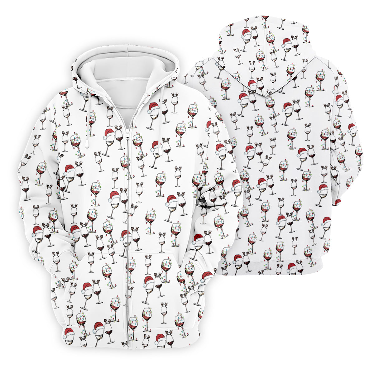 Christmas Wine Glass With Colorful Lighting White Golf Shirt, Christmas Golf Shirt, Polo Shirts For Men