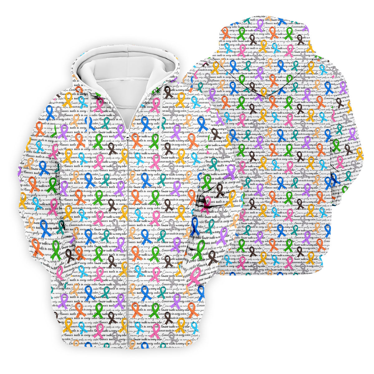 Cancer Sucks In Every Color Cancer Survivor Shirt, Colorful Ribbon Cancer Awareness Shirt, Polo Shirts For Men