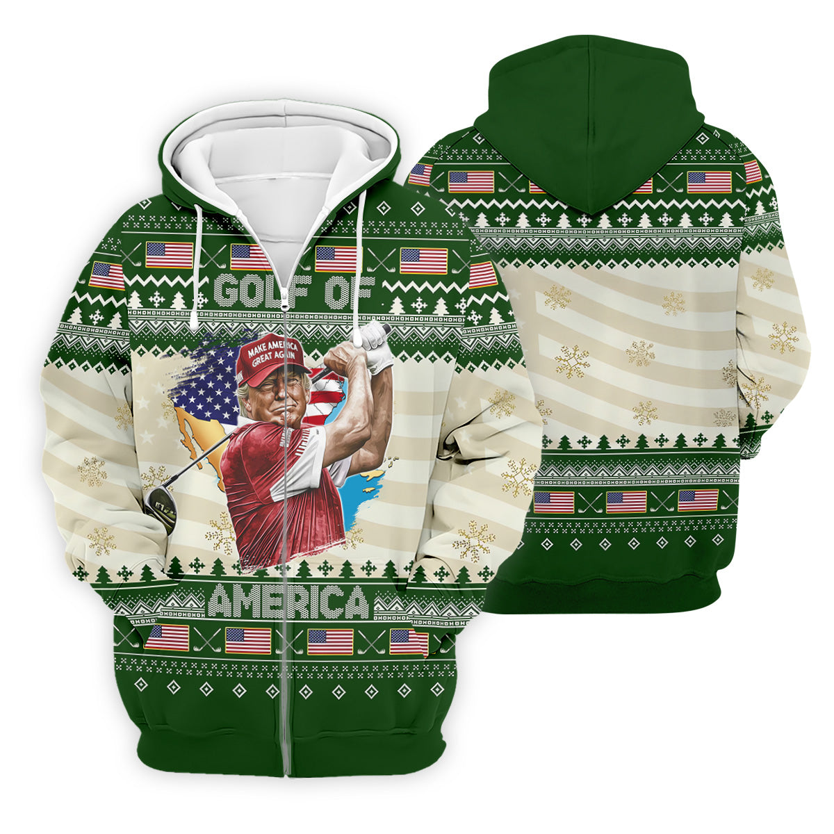Trump Golf Of America Christmas Golf Shirt Men's Funny Golf Polo Shirts, Unique Gift For Golfer, Christmas Golf Gift