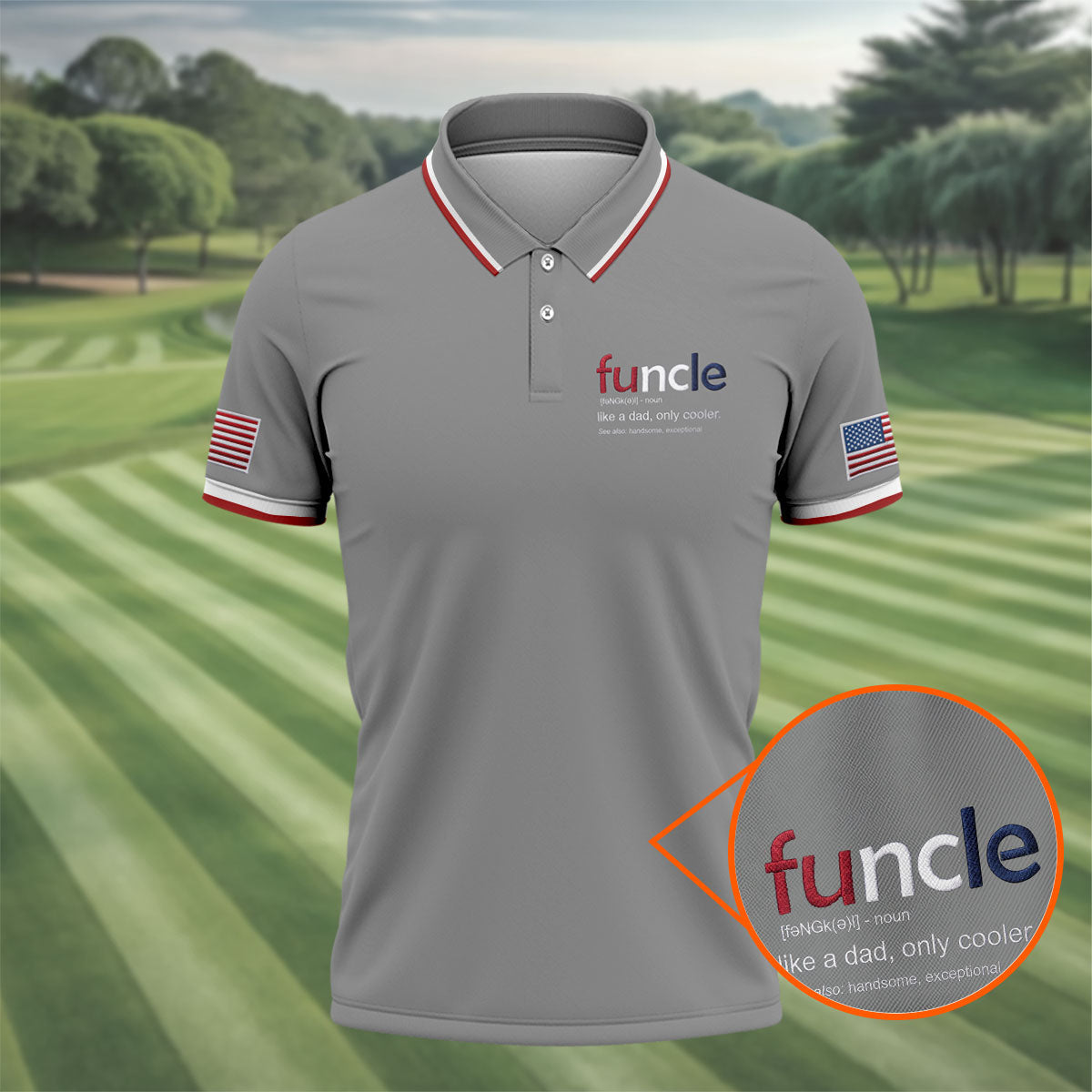Funcle Like A Dad Only Cooler Father's Day Golf Shirt, Men's Funny Golf Shirts, Golf Gift For Dad