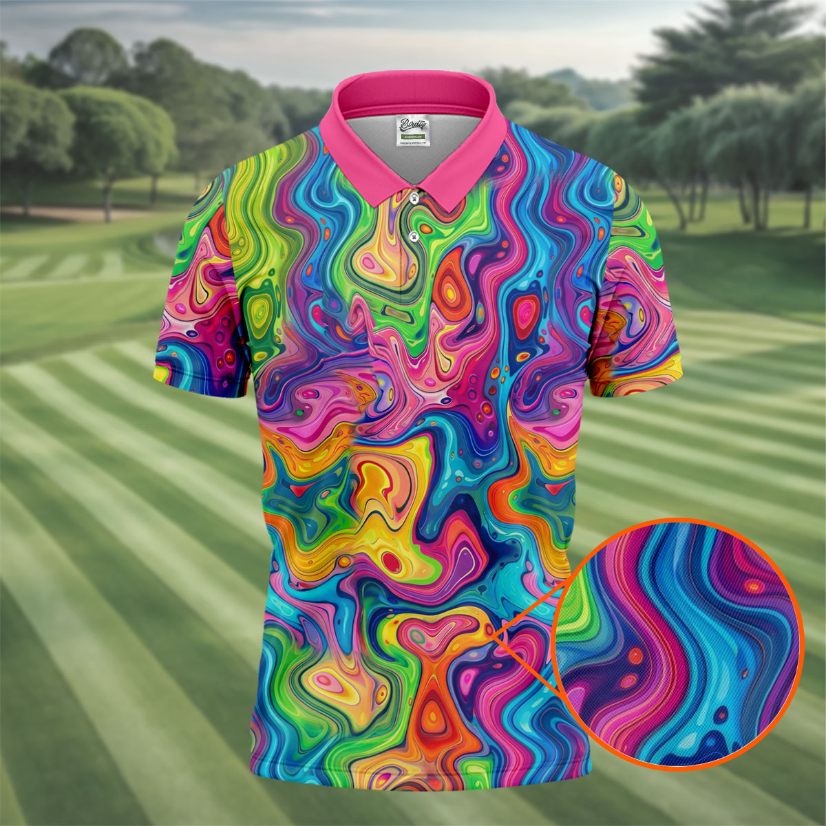 Liquid Marble Colorful Print Golf Tops For Men, Polo Shirts For Men, Golf Shirts For Men