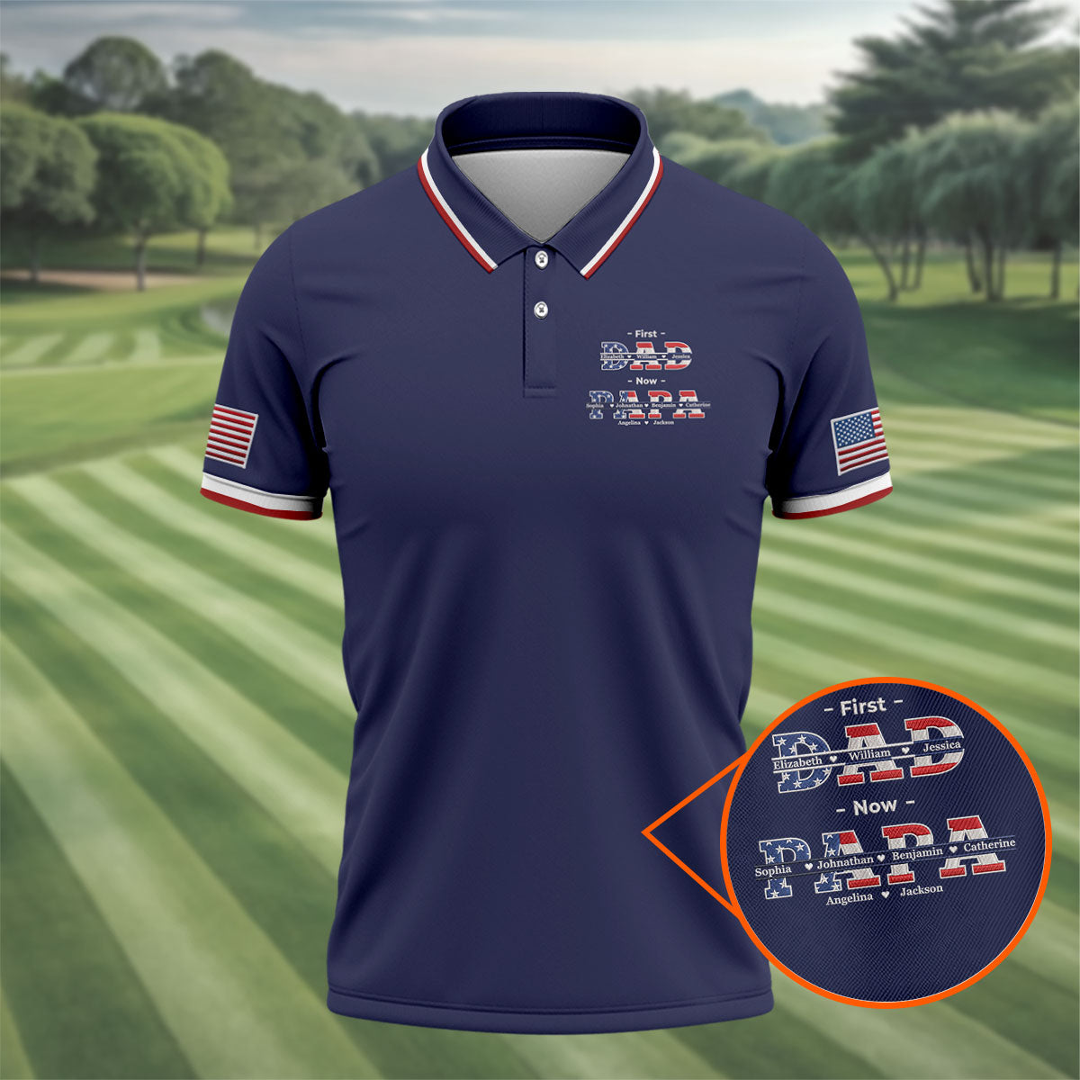 Navy First Dad Now Grandpa Golf Polo Shirt, Golf Polo Shirts For Men, Mens Golf Shirts