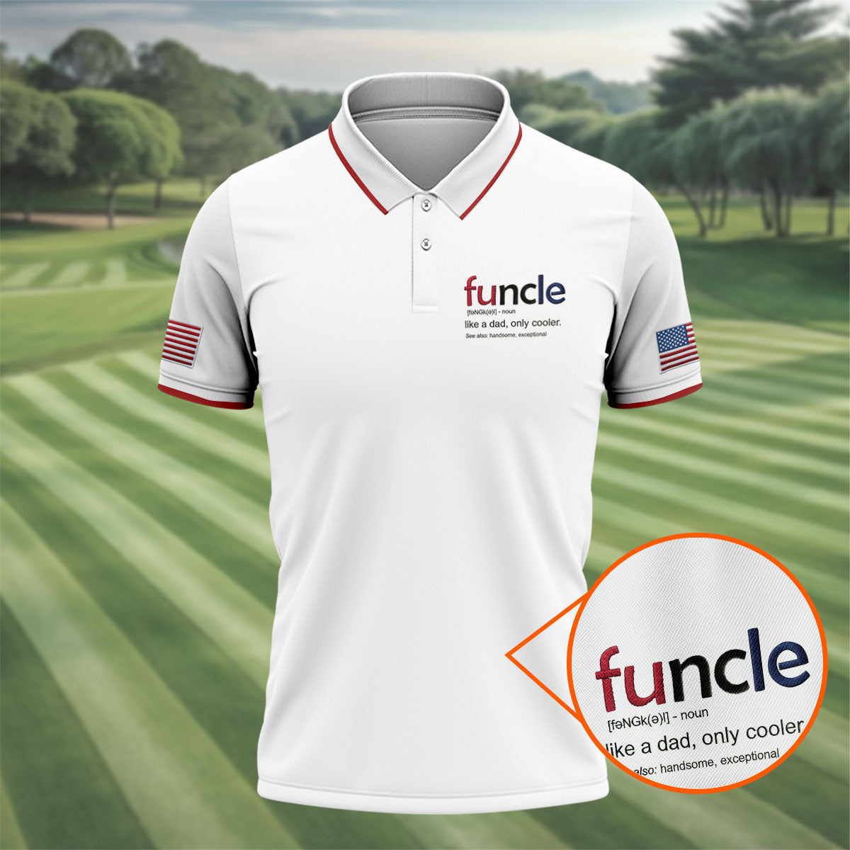 Funcle Like A Dad Only Cooler Father's Day Golf Shirt, Men's Funny Golf Shirts, Golf Gift For Dad
