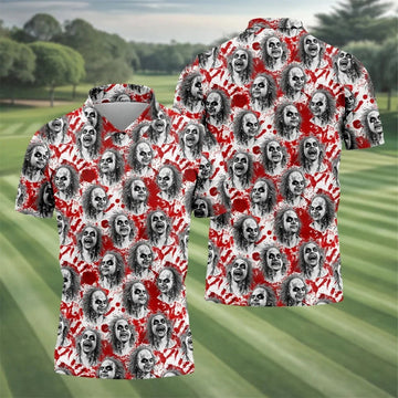 Halloween Horror Character Faces Polo Shirt, Polo Shirts For Men, Mens Golf Shirts
