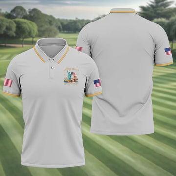 American Symbols Grey Patriotic Golf Shirt, US 250 Years 4th Of July Golf Shirts For Men