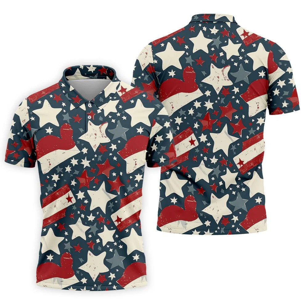 Distressed Texas Flag Golf Shirt, 250 Years Patriotic 4th Of July Golf Shirts For Men