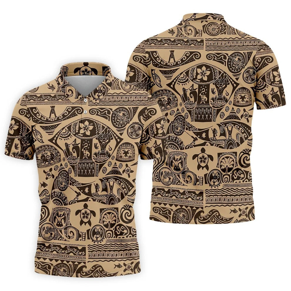 Polynesian Tribal Hawaiian Golf Shirt, Golf Shirts For Men, Mens Golf Apparel