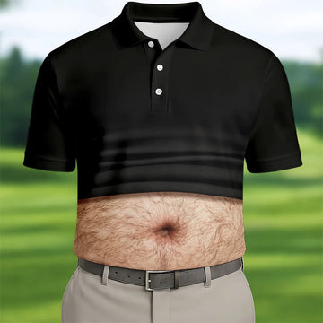 Funny Beer Belly Golf Polo Shirt Men - Hairy Belly Unique Golf Shirt Father's Day Gift for Golfer