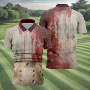 Hockey Mask Horror Character Halloween Polo Shirt, Mens Polo Shirts, Golf Apparel For Men