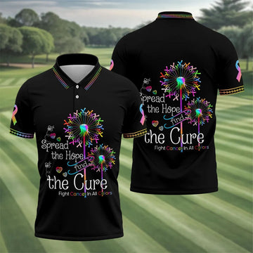 Spread The Hope Find The Cure Breast Cancer Awareness Golf Polo Shirt, Golf Shirts For Men