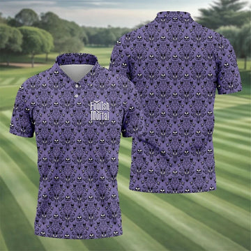 Foolish Mortal Haunted Pattern Golf Polo Shirt, Golf Apparel For Men, Mens Polo Shirts