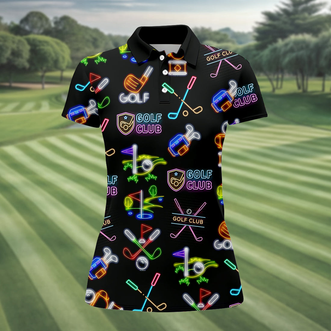 Neon Golf Clubs Womens Golf Polo Shirt, Ladies Golf Shirts, Womens Golf Wear
