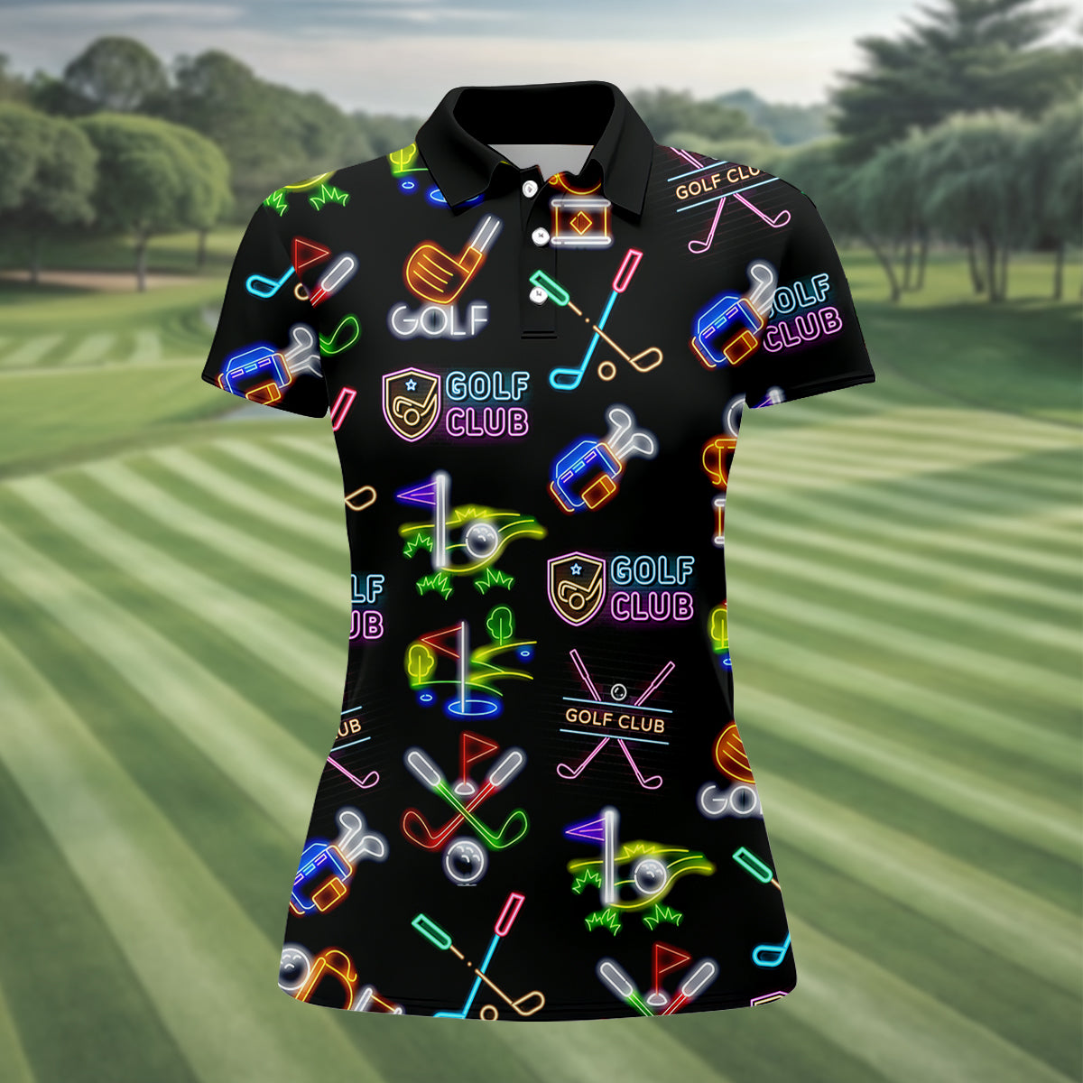 Neon Golf Clubs Womens Golf Polo Shirt, Ladies Golf Shirts, Womens Golf Wear