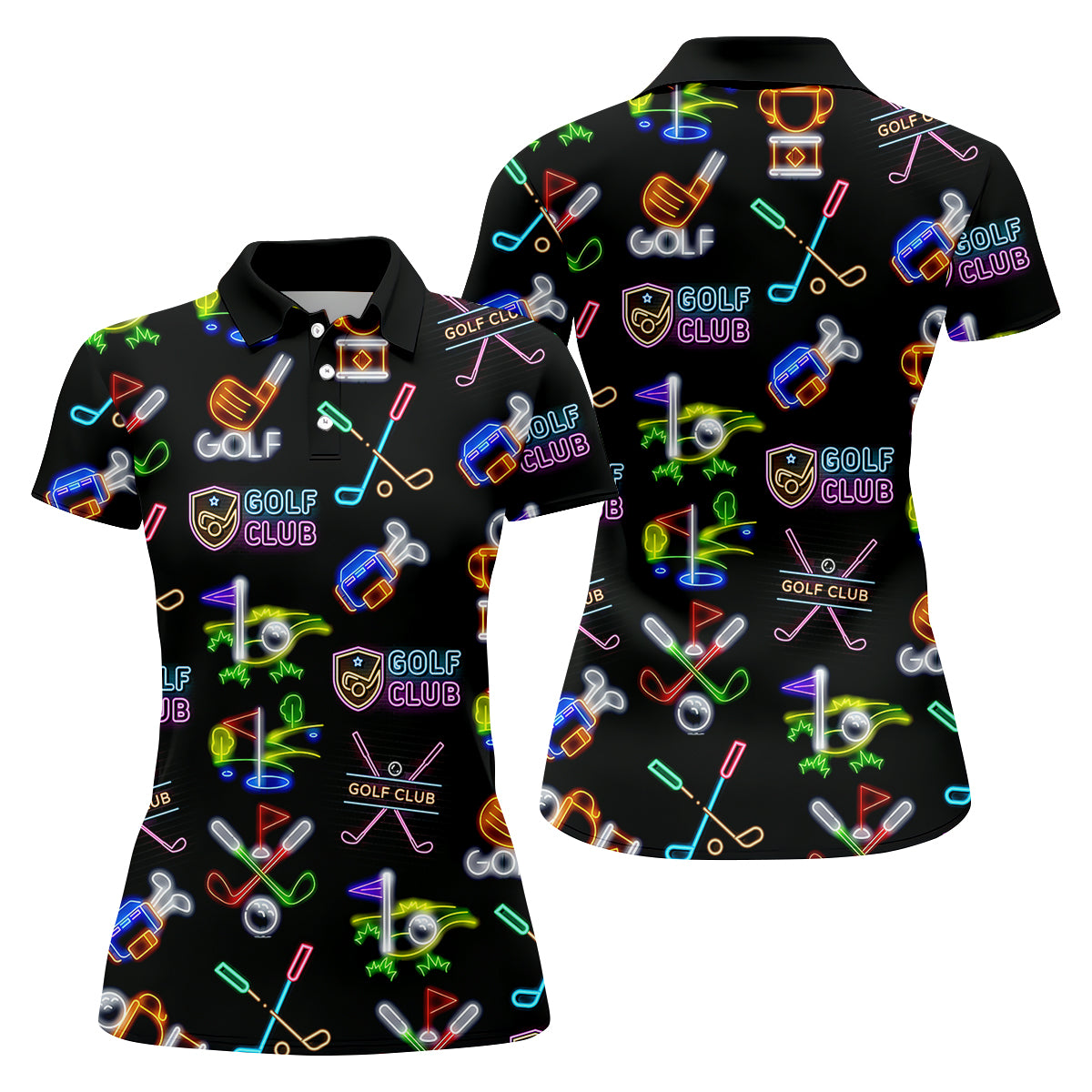 Neon Golf Clubs Womens Golf Polo Shirt, Ladies Golf Shirts, Womens Golf Wear