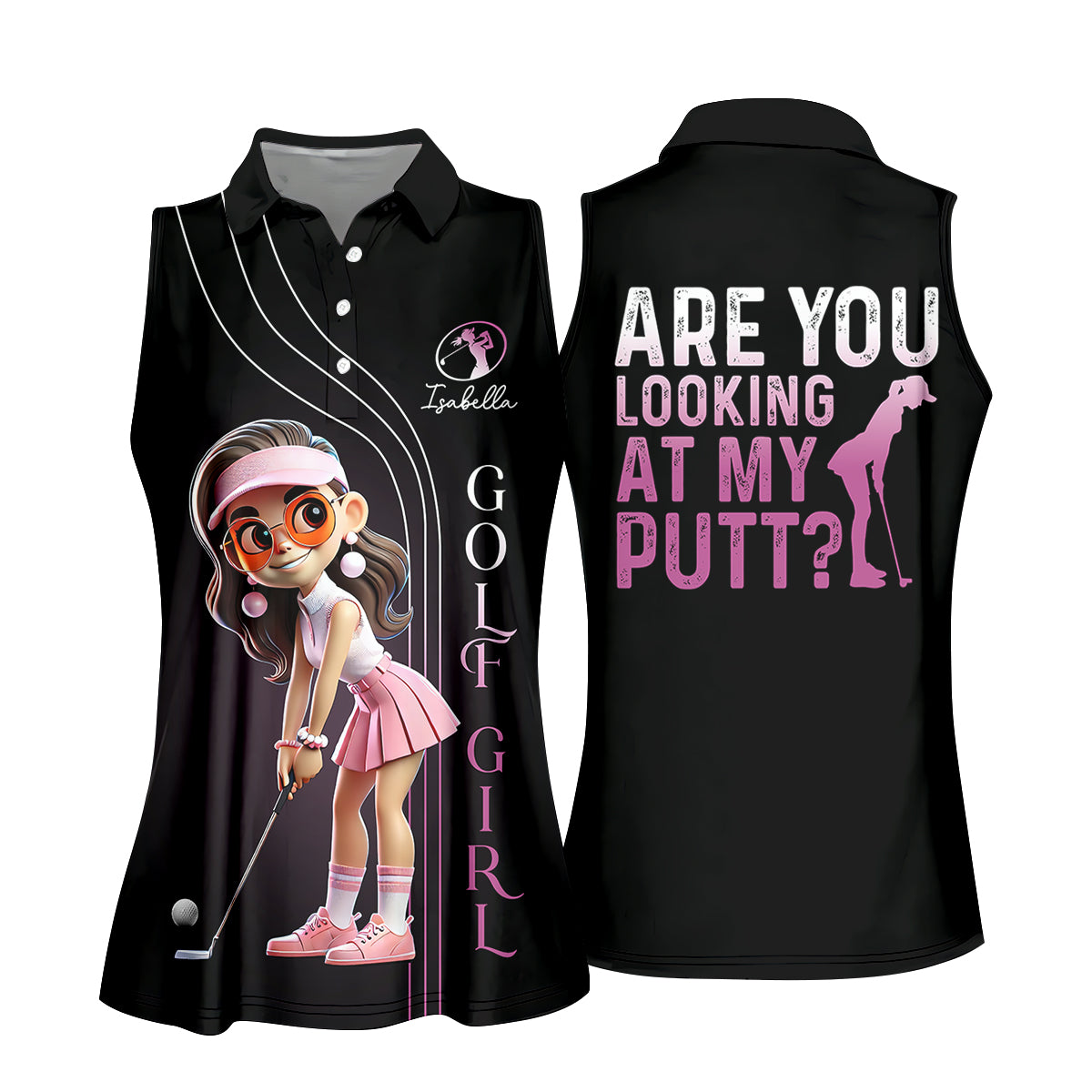 Are You Looking At My Putt Custom Funny Womens Golf Polo Shirt, Ladies Golf Polos Gifts