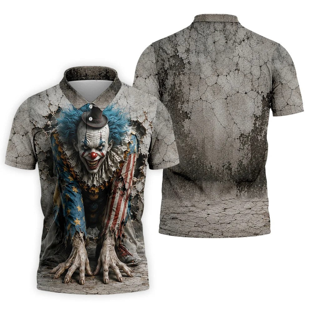 Cracked Wall Horror Character Halloween Shirt, Printed Golf Shirts, Golf Polo Shirts For Men