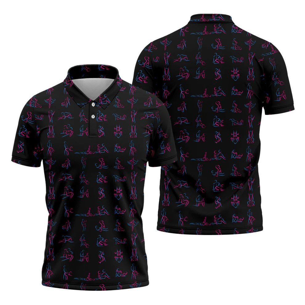 Funny Neon Couples Pattern Golf Polo Shirt, Golf Shirts For Men, Mens Golf Apparel