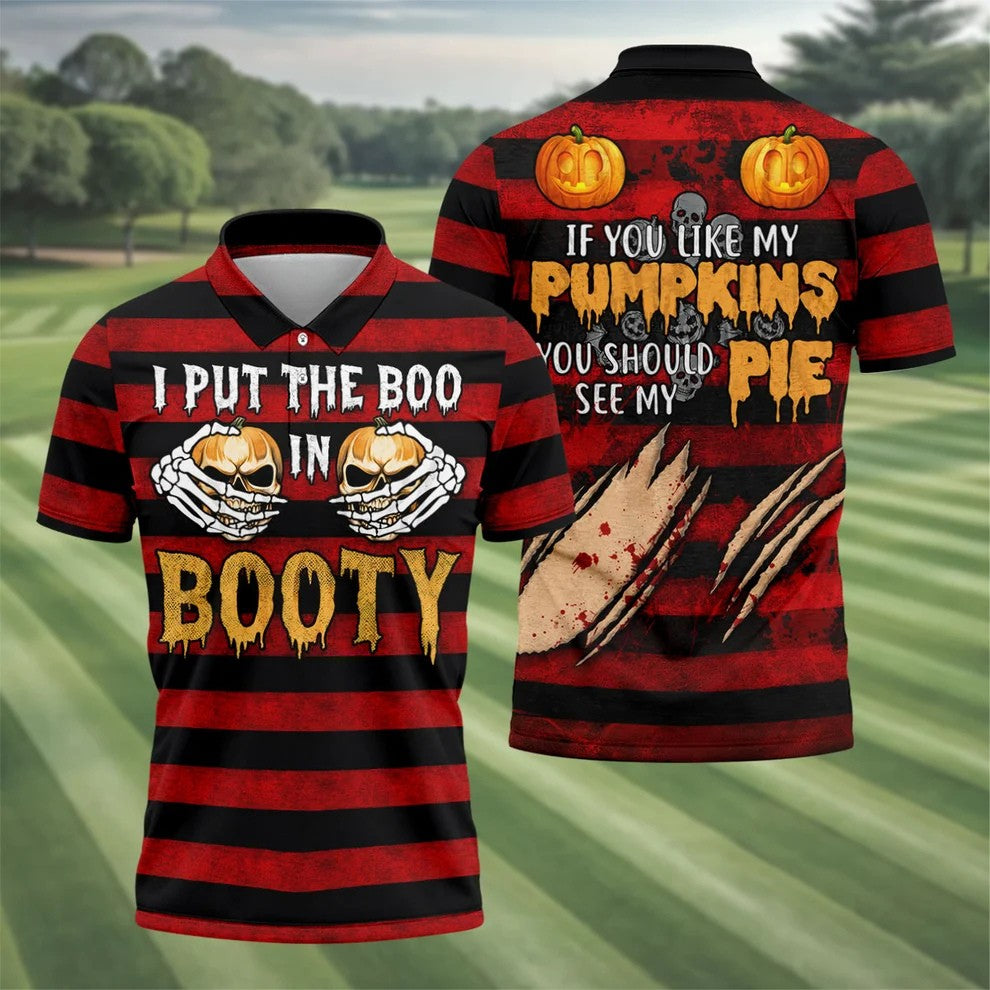 I Put The Boo In Booty Halloween Golf Polo Shirt, Men's Golf Shirt, Hawaiian Golf Shirt