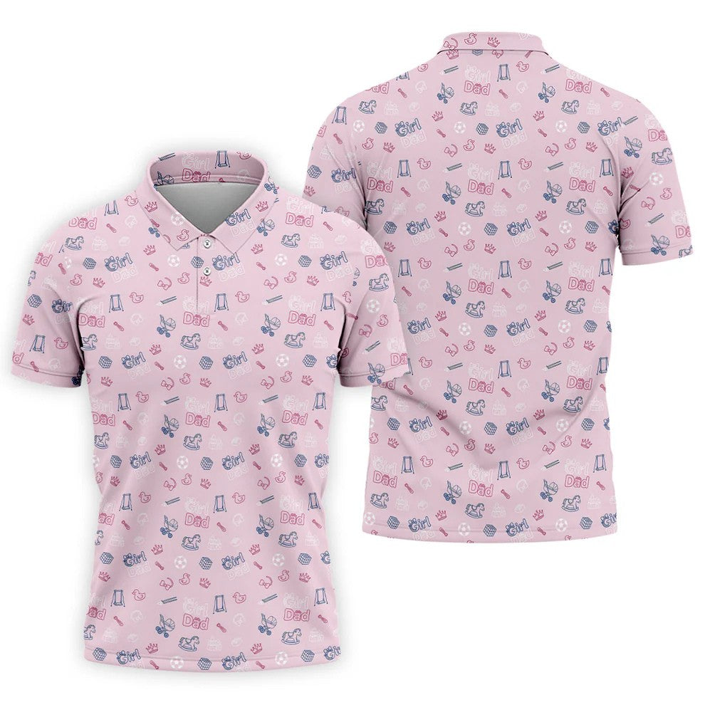 Girl Dad Father's Day Golf Shirt, Cute Golf Outfit, Polo Shirts For Men, Golf Gift For Dad