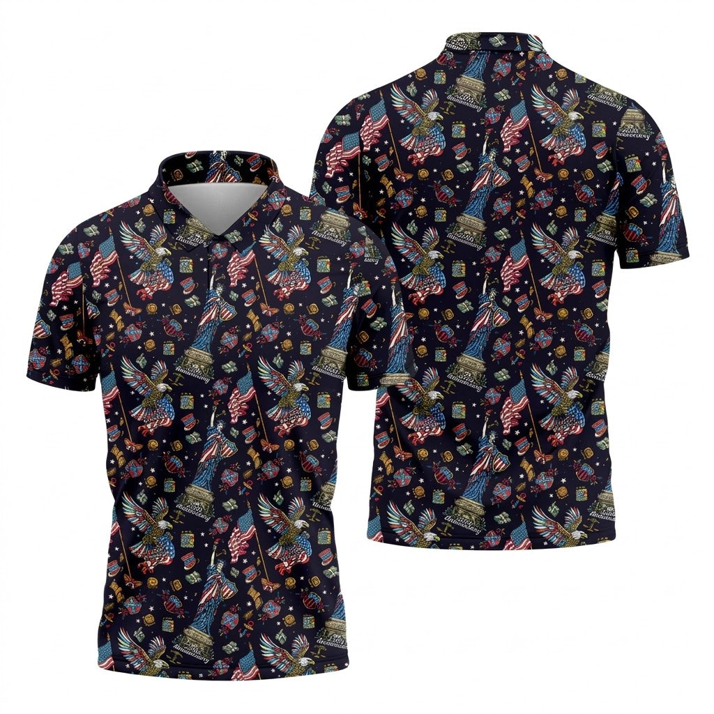 American History Culture Patriotic 4th Of July Golf Shirt, 250th Anniversary Golf Shirts For Men