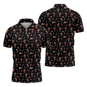 4th Of July Funny Man Golf And Beer Black Golf Shirt, Patriotic Golf Shirt, 250th Anniversary Golf Shirts For Men