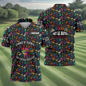 Custom Breast Cancer Sucks In Every Color Polo Shirt, Men's Golf Shirt, Golf Apparel For Men