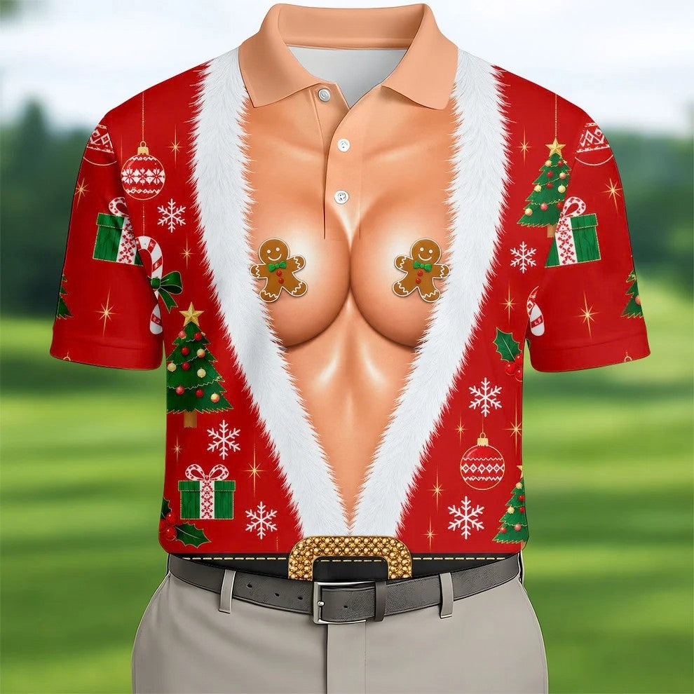 Gingerbread Costume Christmas Golf Shirt, Mens Golf Shirts, Polo Shirts For Men