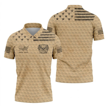 250 Years Of Freedom Distressed Golf Ball Pattern Patriotic Golf Shirt, 4th Of July Golf Shirts For Men