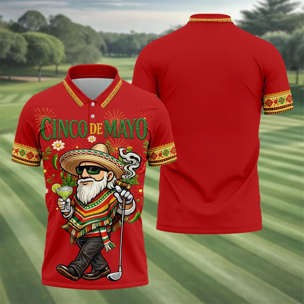 Margarita Man Cinco De Mayo Celebration Red Golf Shirt, Fiesta Theme Golf Shirts For Men