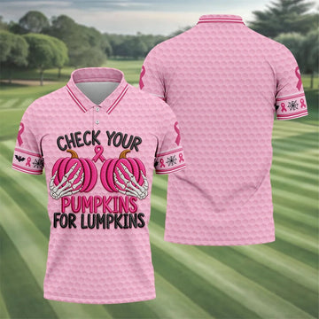 Pumpkins For Lumpkins Breast Cancer Polo Shirt, Polo Shirts For Men, Mens Golf Apparel