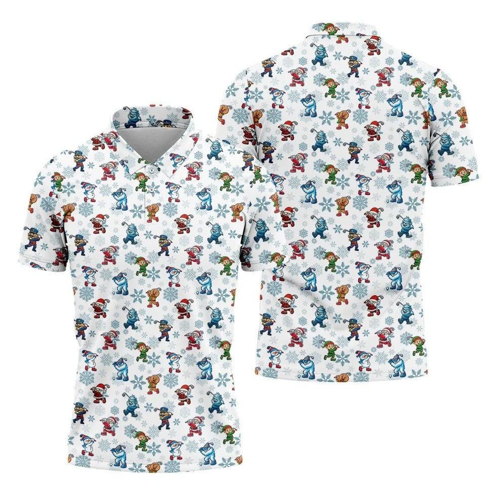 Christmas Characters Golf Pose Funny Golf Shirts, Christmas Golf Shirt, Couple Golf Shirt, Matching Golf Shirt