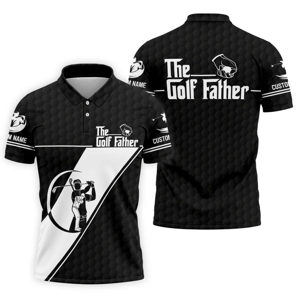 The Golf Father Golf Ball Pattern Father's Day Golf Shirt, Golf Gift For Dad, Polo Shirts For Men