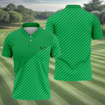 Lawn Mower Green Cross Stripe Father's Day Golf Shirt, Polo Shirts For Men, Golf Gift For Dad