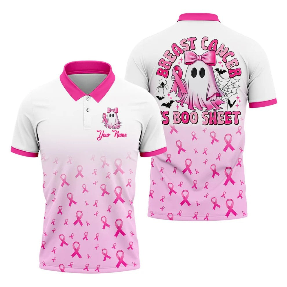 Personalized Breast Cancer Is Boo Sheet Ghost Shirt, Polo Shirts For Men, Mens Golf Shirts