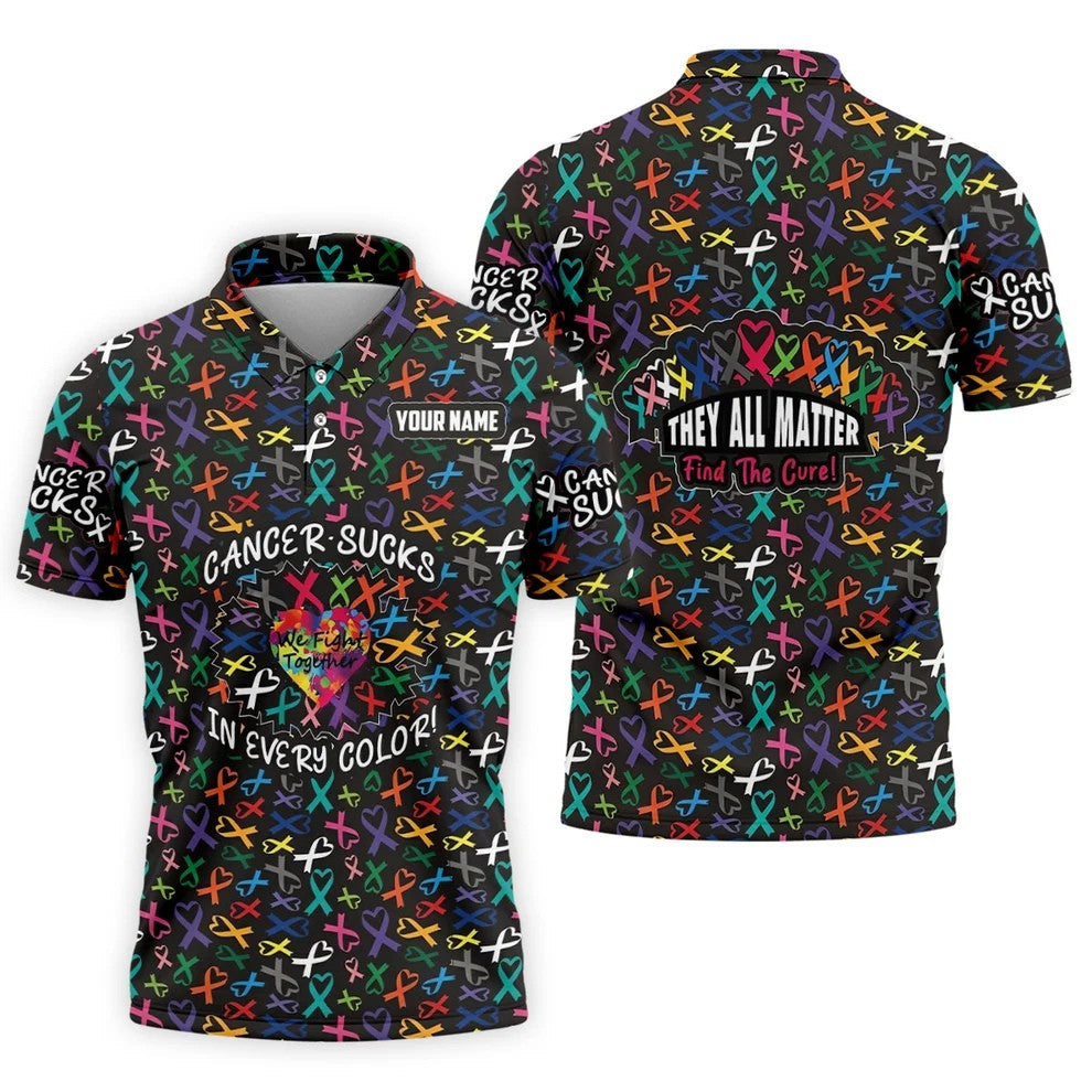Custom Breast Cancer Sucks In Every Color Polo Shirt, Men's Golf Shirt, Golf Apparel For Men