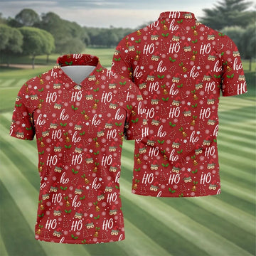 Funny Ho Ho Ho Naughty Tits Christmas Golf Shirt, Men's Funny Golf Shirts, Christmas Golf Gift