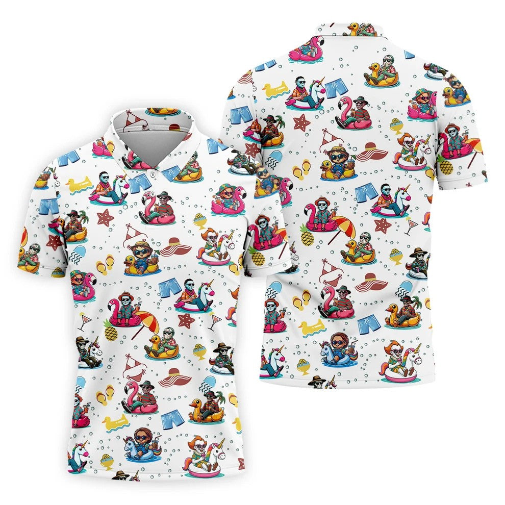 Funny Horror Character Pool Party Hawaiian Shirt, Halloween Movie Shirt, Horror Movie Shirt, Funny Hawaiian Shirt
