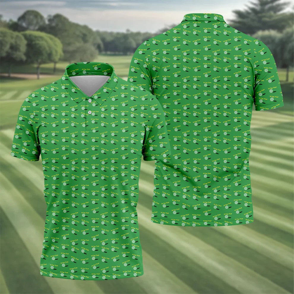 Funny Id Tap That Golf Ball Pattern Golf Shirt, Mens Golf Shirts, Golf Polo Shirts For Men