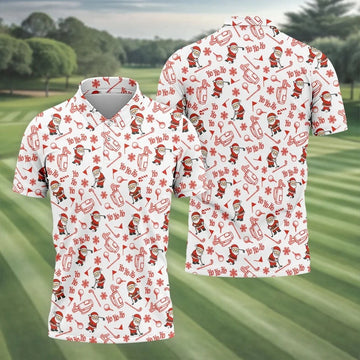 Ho Ho Ho Merry Christmas Funny Print Christmas Golf Shirt, Golf Shirts For Men, Golf Gift For Men