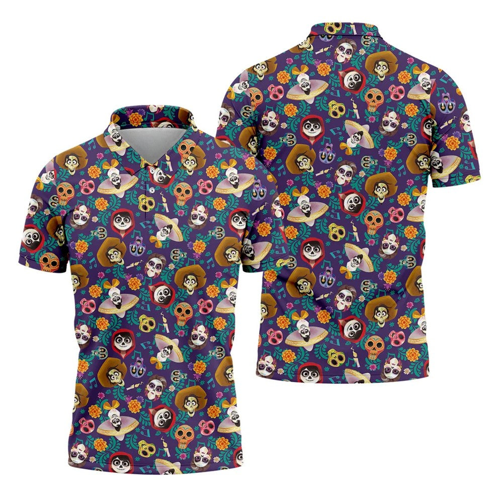 Day Of The Dead Sugar Skull Halloween Golf Polo Shirt, Mens Golf Polo, Golf Apparel For Men