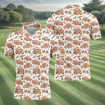 Funny Christmas Animation Car Polo Shirts For Men, Christmas Golf Shirt, Golf Gift For Men, Christmas Golf Shirt