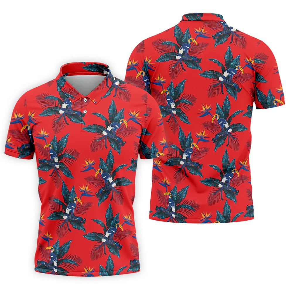 Tropical Toucan Bird Of Paradise Flower Hawaiian Golf Shirt, Summer Vibe Golf Shirts For Men