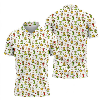 Mexican Cartoon Food Characters Cinco De Mayo Celebration Fiesta Themed White Golf Shirts For Men