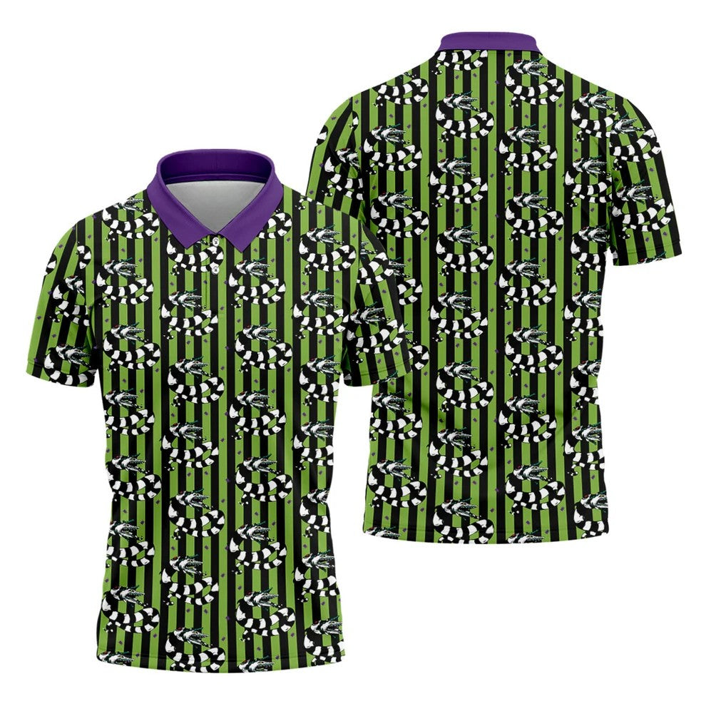 Beetle Stripe Snake Halloween Golf Polo Shirt for Men, Golf Polo Shirts For Men, Printed Golf Shirts