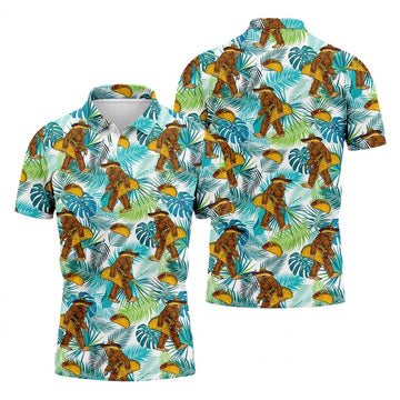 Funny Bigfoot Taco Sombrero Cinco De Mayo Celebration Fiesta Themed Tropical Vibe Golf Shirts For Men