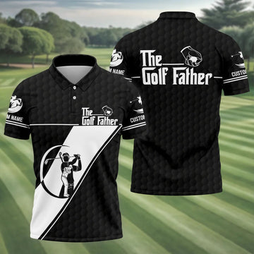 The Golf Father Golf Ball Pattern Father's Day Golf Shirt, Golf Gift For Dad, Polo Shirts For Men