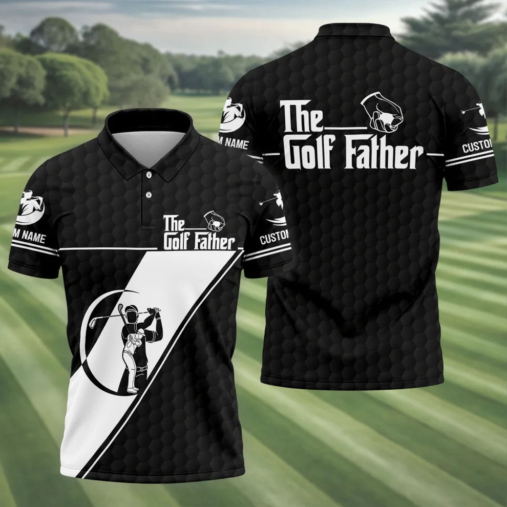 The Golf Father Golf Ball Pattern Father's Day Golf Shirt, Golf Gift For Dad, Polo Shirts For Men