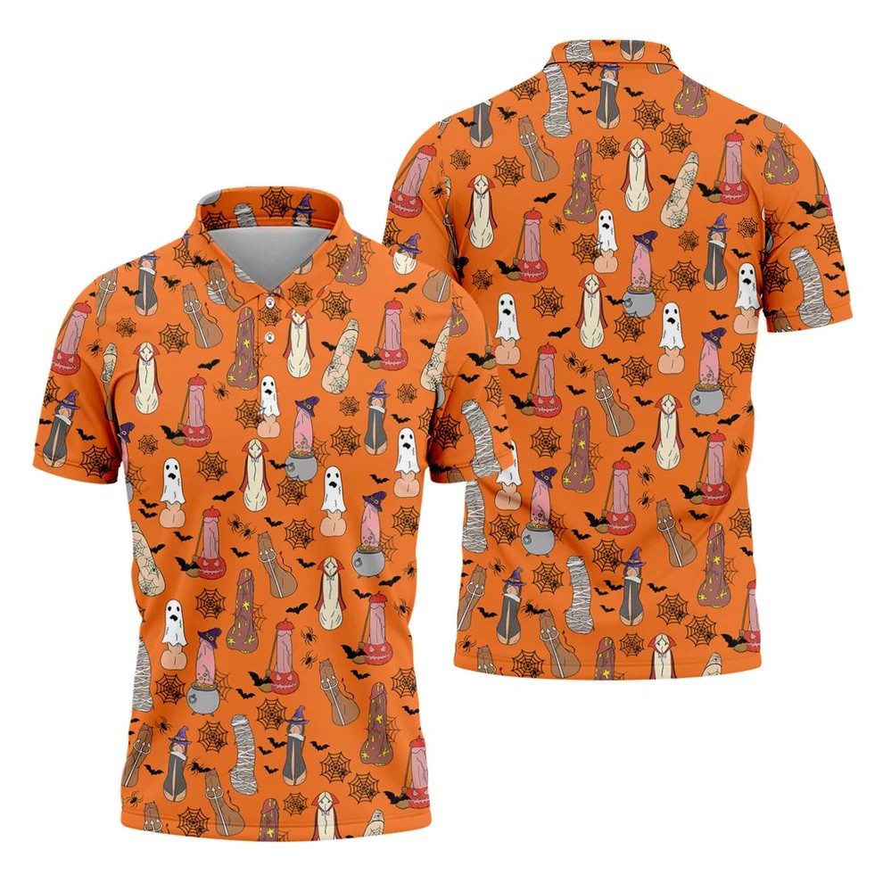 Funny Dirty Orange Halloween Golf Shirt, Fun Golf Shirts For Men, Halloween Gift Idea, Polo For Men