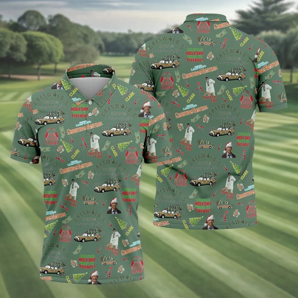 Tree Farm Moss Green Christmas Golf Shirt, Men's Funny Golf Shirts, Polo Shirts For Men
